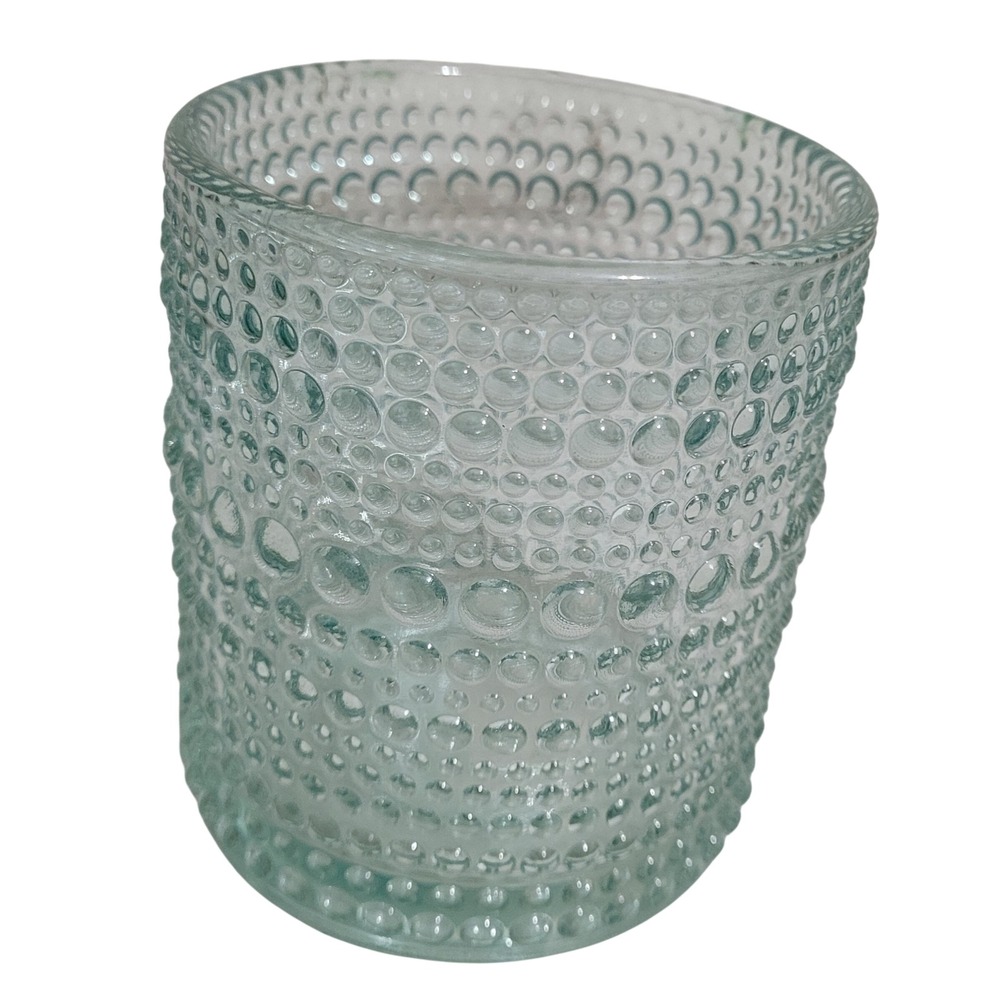 Unbranded Glass Votive Candle Holder Light Green Hobnail Bubble Texture 4in Exc